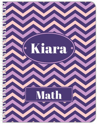 Thumbnail for Personalized Chevron Notebook - Pink and Indigo - Oval Nameplate - Front View