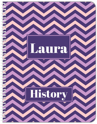 Thumbnail for Personalized Chevron Notebook - Pink and Indigo - Rectangle Nameplate - Front View