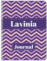 Thumbnail for Personalized Chevron Notebook - Pink and Indigo - Ribbon Nameplate - Front View