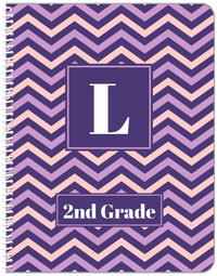 Thumbnail for Personalized Chevron Notebook - Pink and Indigo - Square Nameplate - Front View