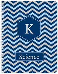 Thumbnail for Personalized Chevron Notebook - Blue and Grey - Hexagon Nameplate - Front View