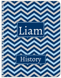 Thumbnail for Personalized Chevron Notebook - Blue and Grey - Rectangle Nameplate - Front View