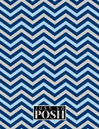 Thumbnail for Personalized Chevron Notebook - Blue and Grey - Square Nameplate - Back View
