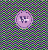 Thumbnail for Personalized Chevron Shower Curtain - Purple and Lime - Circle Nameplate - Decorate View