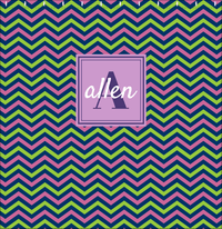 Thumbnail for Personalized Chevron Shower Curtain - Purple and Lime - Square Nameplate - Decorate View