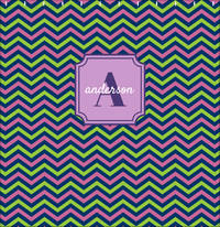 Thumbnail for Personalized Chevron Shower Curtain - Purple and Lime - Stamp Nameplate - Decorate View