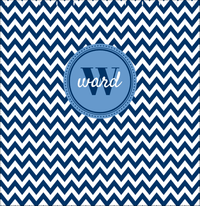 Thumbnail for Personalized Chevron Shower Curtain II - Blue and White - Circle Nameplate - Decorate View