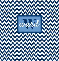 Thumbnail for Personalized Chevron Shower Curtain II - Blue and White - Rectangle Nameplate - Decorate View