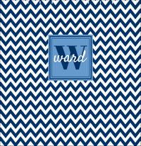 Thumbnail for Personalized Chevron Shower Curtain II - Blue and White - Square Nameplate - Decorate View