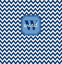 Thumbnail for Personalized Chevron Shower Curtain II - Blue and White - Stamp Nameplate - Decorate View