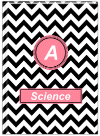 Thumbnail for Personalized Chevron I Journal - Black and Pink - Circle Nameplate - Front View