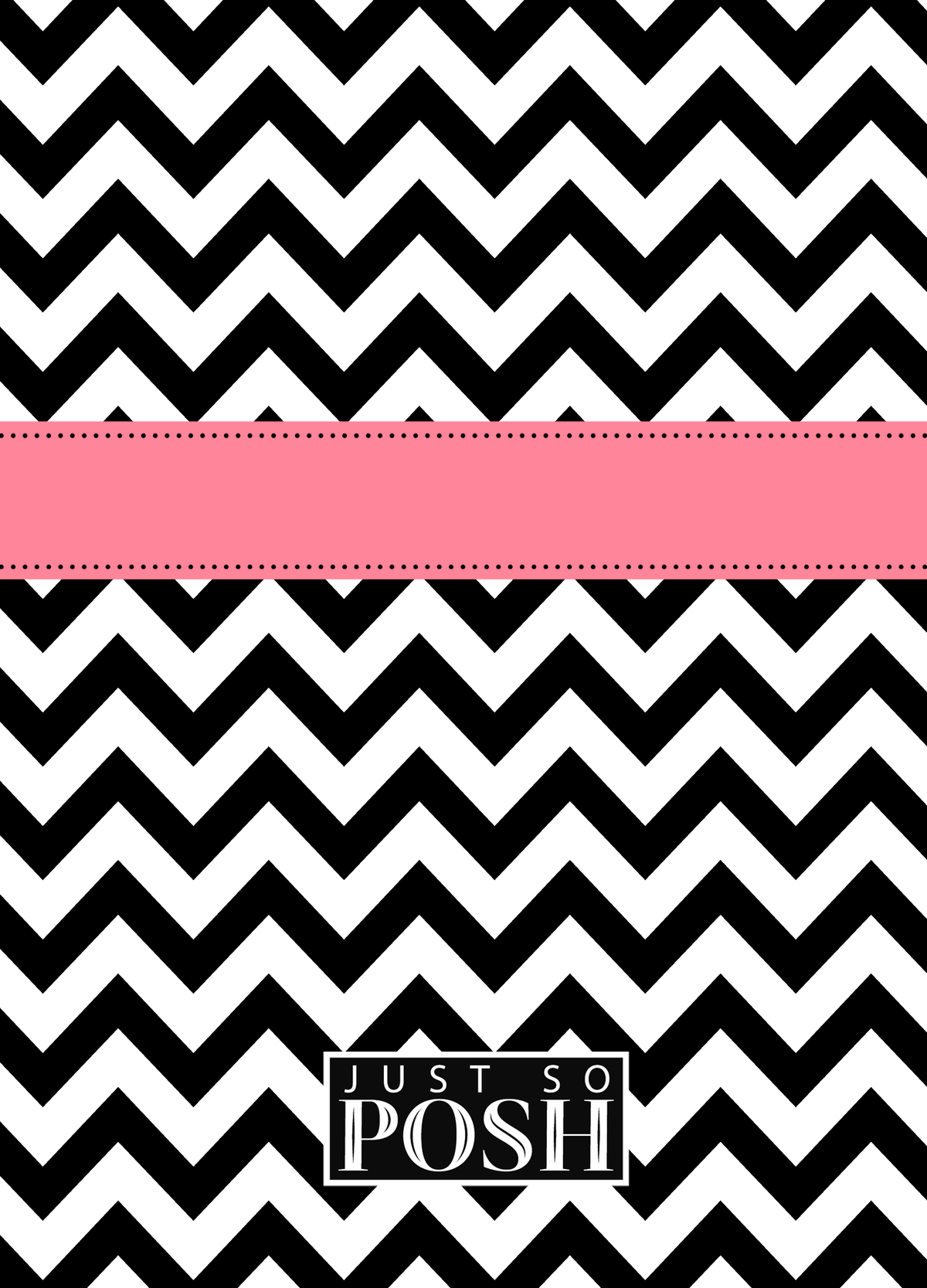 Personalized Chevron I Journal - Black and Pink - Circle Ribbon Nameplate - Back View