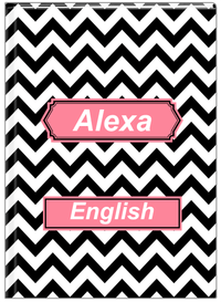 Thumbnail for Personalized Chevron I Journal - Black and Pink - Decorative Rectangle Nameplate - Front View