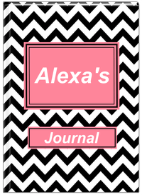 Thumbnail for Personalized Chevron I Journal - Black and Pink - Rectangle Nameplate - Front View