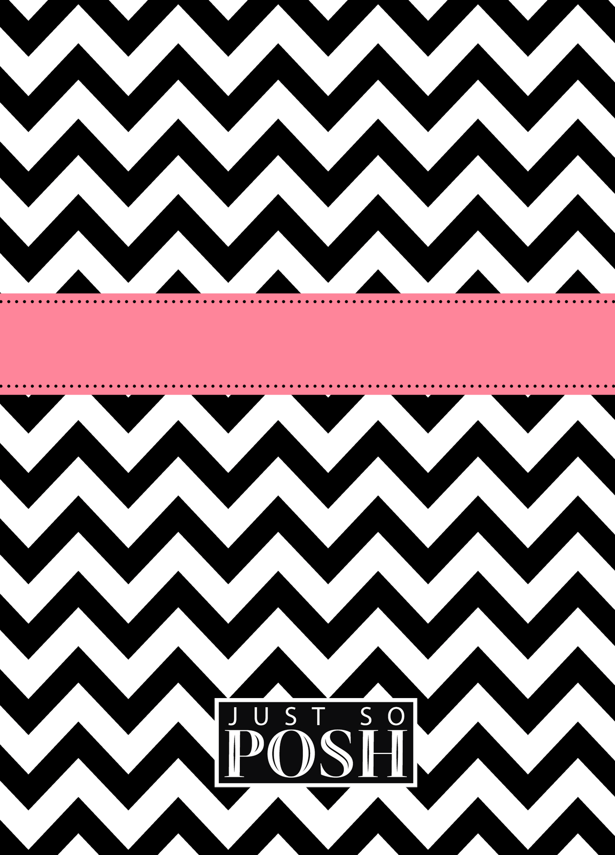 Personalized Chevron I Journal - Black and Pink - Ribbon Nameplate - Back View
