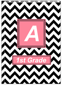 Thumbnail for Personalized Chevron I Journal - Black and Pink - Square Nameplate - Front View