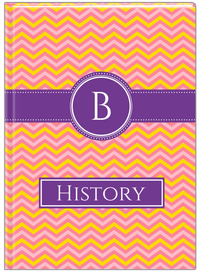 Thumbnail for Personalized Chevron II Journal - Pink and Yellow - Circle Ribbon Nameplate - Front View