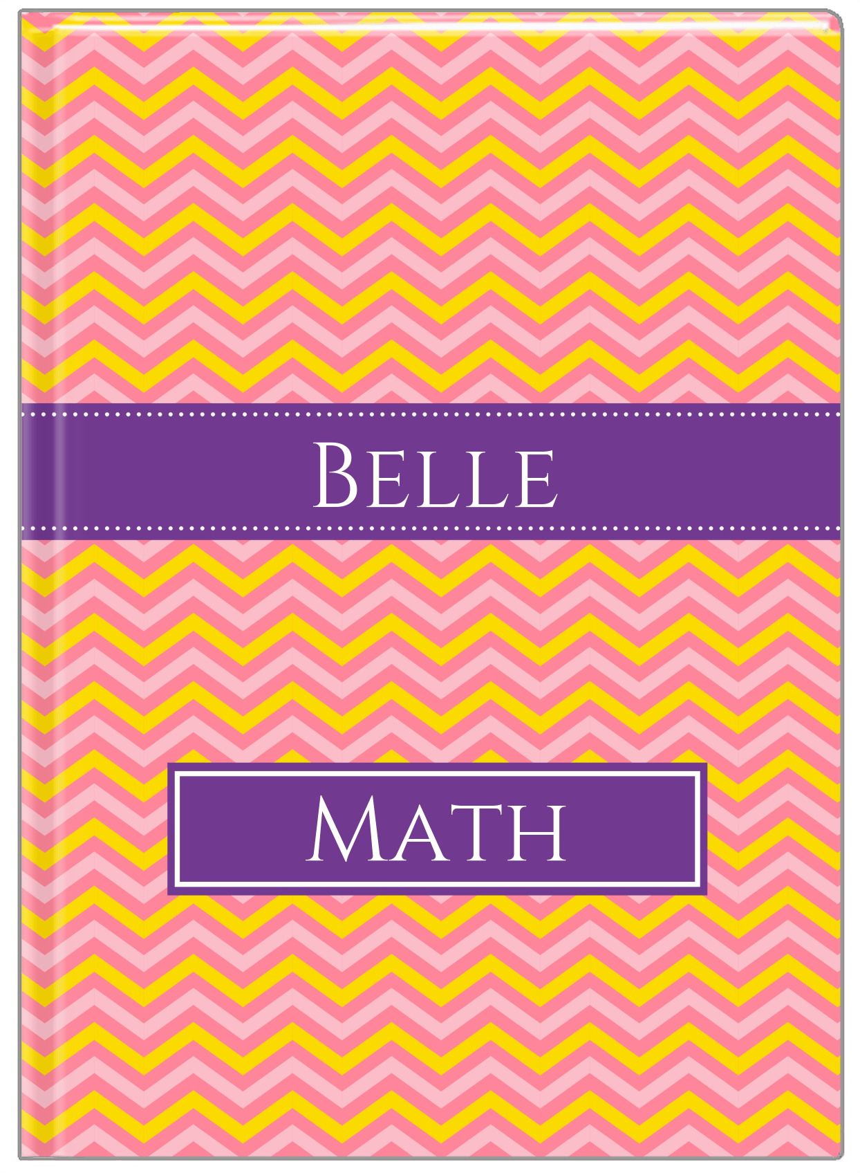 Personalized Chevron II Journal - Pink and Yellow - Ribbon Nameplate - Front View