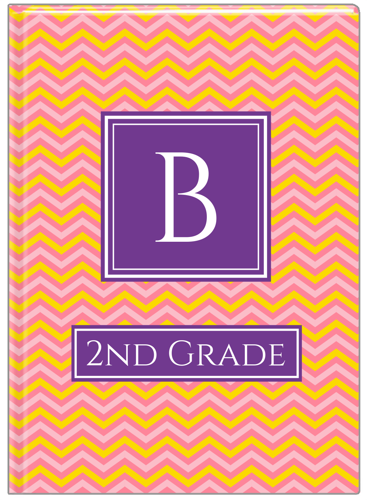 Personalized Chevron II Journal - Pink and Yellow - Square Nameplate - Front View
