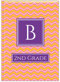 Thumbnail for Personalized Chevron II Journal - Pink and Yellow - Square Nameplate - Front View