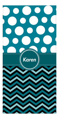 Thumbnail for Personalized Chevron & Polka Dots Beach Towel - Circle Ribbon - Front View