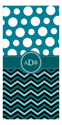 Thumbnail for Personalized Chevron & Polka Dots Beach Towel - Circle Ribbon Monogram - Front View