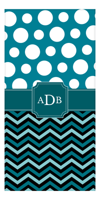 Thumbnail for Personalized Chevron & Polka Dots Beach Towel - Stamp Ribbon Monogram - Front View