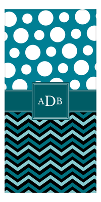 Thumbnail for Personalized Chevron & Polka Dots Beach Towel - Square Ribbon Monogram - Front View