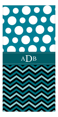 Thumbnail for Personalized Chevron & Polka Dots Beach Towel - Ribbon Monogram - Front View