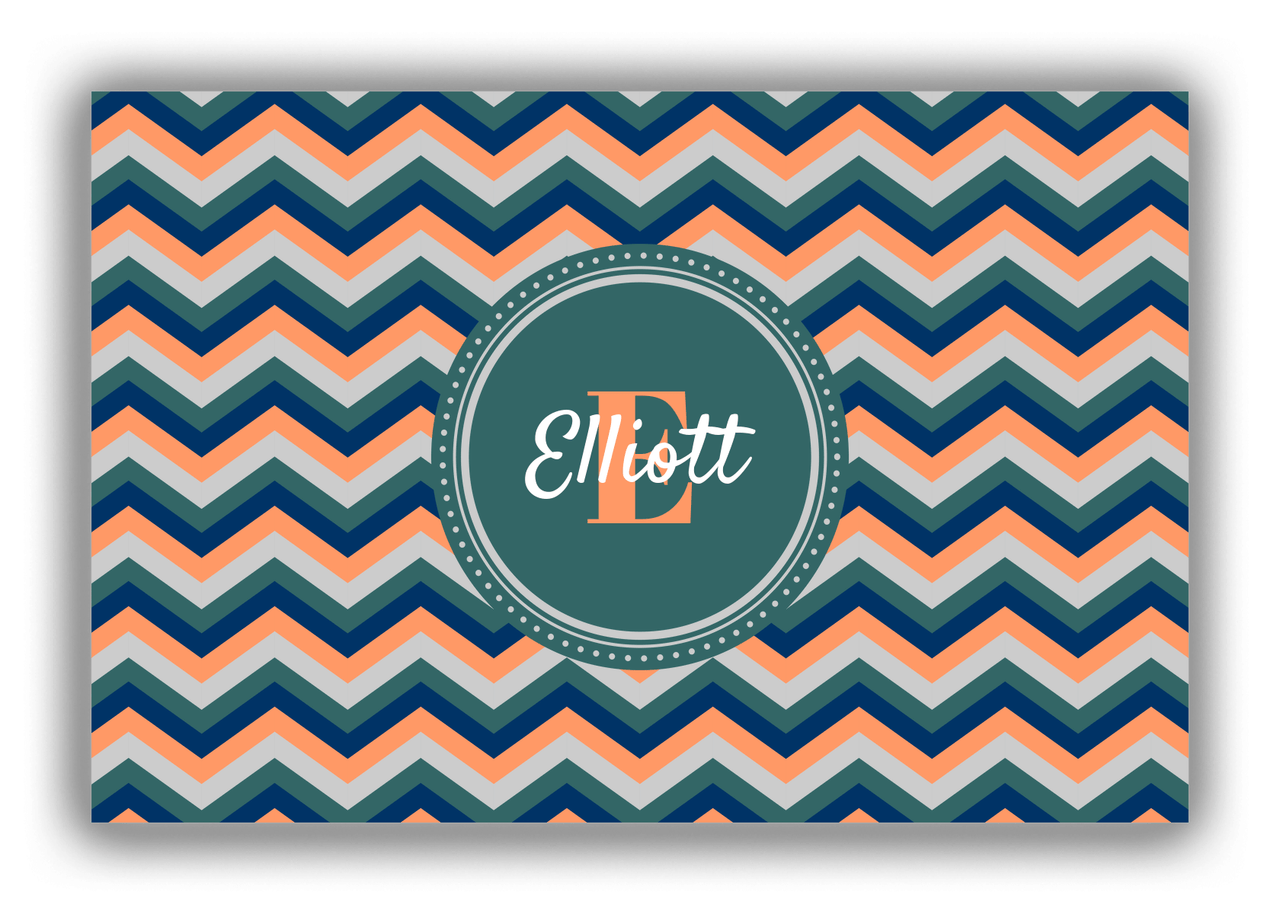 Personalized Chevron Canvas Wrap & Photo Print I - Teal with Circle Nameplate - Front View