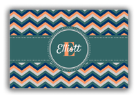 Thumbnail for Personalized Chevron Canvas Wrap & Photo Print I - Teal with Circle Ribbon Nameplate - Front View
