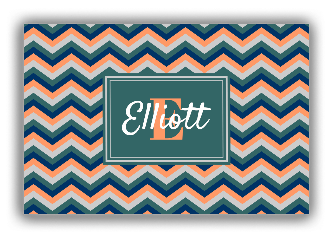 Personalized Chevron Canvas Wrap & Photo Print I - Teal with Rectangle Nameplate - Front View
