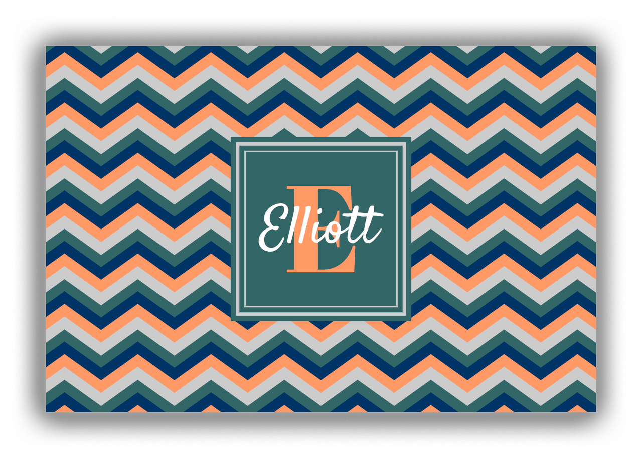 Personalized Chevron Canvas Wrap & Photo Print I - Teal with Square Nameplate - Front View