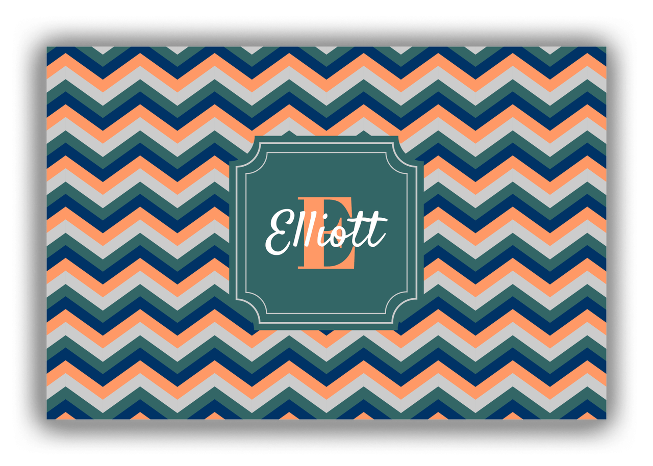 Personalized Chevron Canvas Wrap & Photo Print I - Teal with Stamp Nameplate - Front View