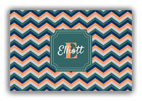 Thumbnail for Personalized Chevron Canvas Wrap & Photo Print I - Teal with Stamp Nameplate - Front View