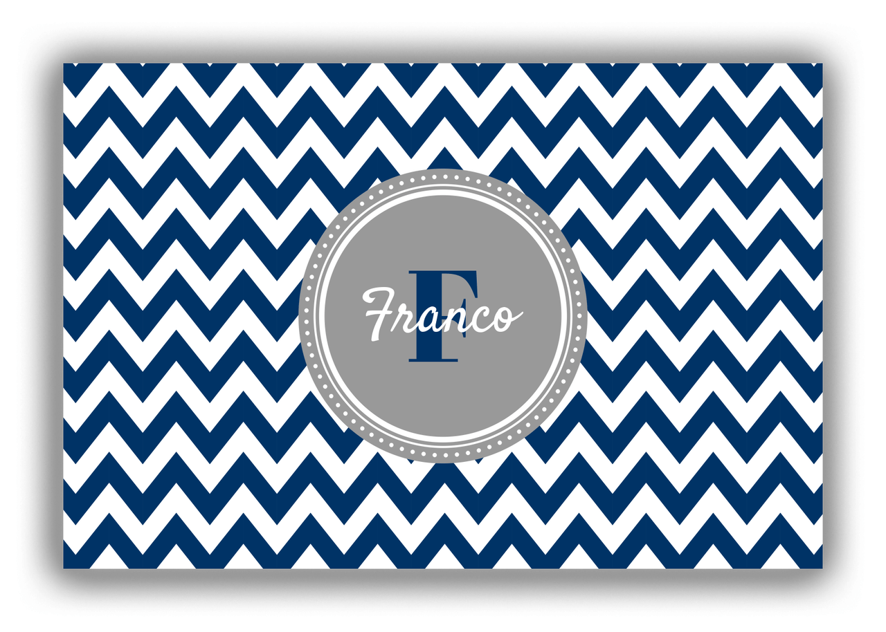 Personalized Chevron Canvas Wrap & Photo Print II - Blue with Circle Nameplate - Front View