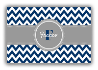 Thumbnail for Personalized Chevron Canvas Wrap & Photo Print II - Blue with Circle Ribbon Nameplate - Front View