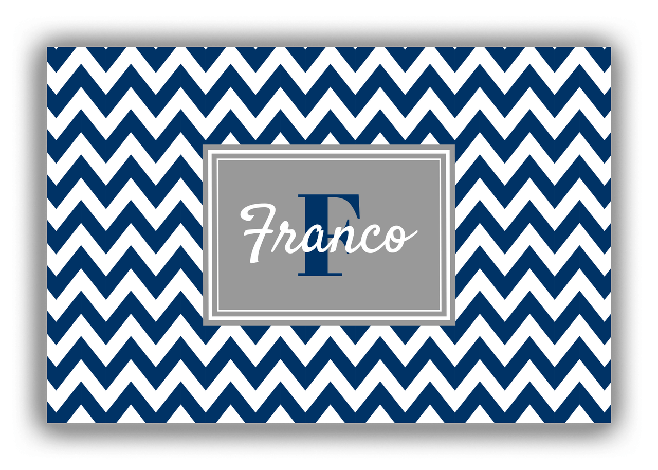Personalized Chevron Canvas Wrap & Photo Print II - Blue with Rectangle Nameplate - Front View