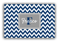 Thumbnail for Personalized Chevron Canvas Wrap & Photo Print II - Blue with Rectangle Nameplate - Front View