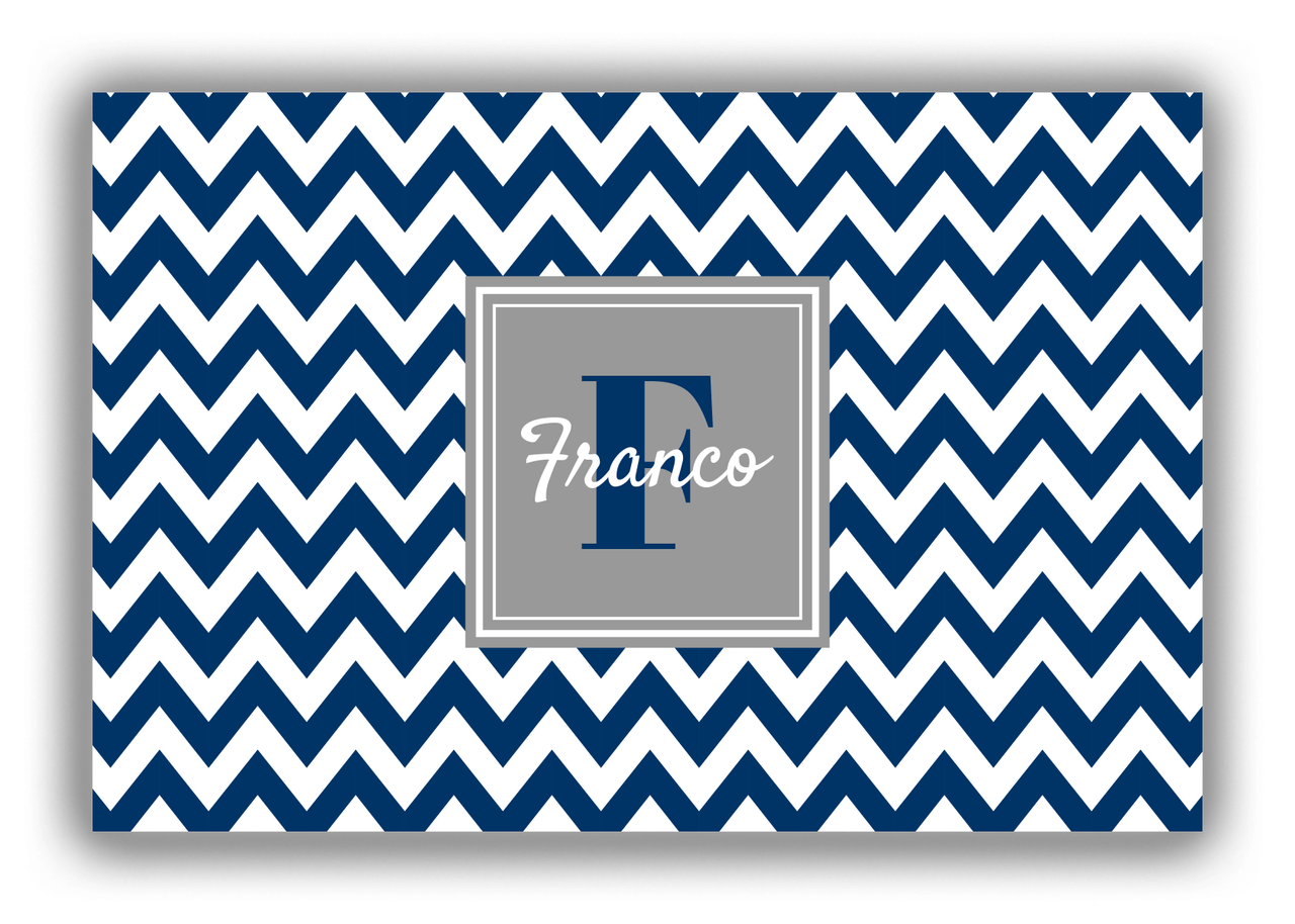 Personalized Chevron Canvas Wrap & Photo Print II - Blue with Square Nameplate - Front View