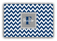 Thumbnail for Personalized Chevron Canvas Wrap & Photo Print II - Blue with Square Nameplate - Front View