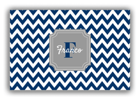 Thumbnail for Personalized Chevron Canvas Wrap & Photo Print II - Blue with Stamp Nameplate - Front View