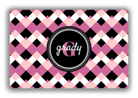 Thumbnail for Personalized Chevron Canvas Wrap & Photo Print III - Pink with Circle Nameplate - Front View