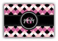 Thumbnail for Personalized Chevron Canvas Wrap & Photo Print III - Pink with Circle Ribbon Nameplate - Front View