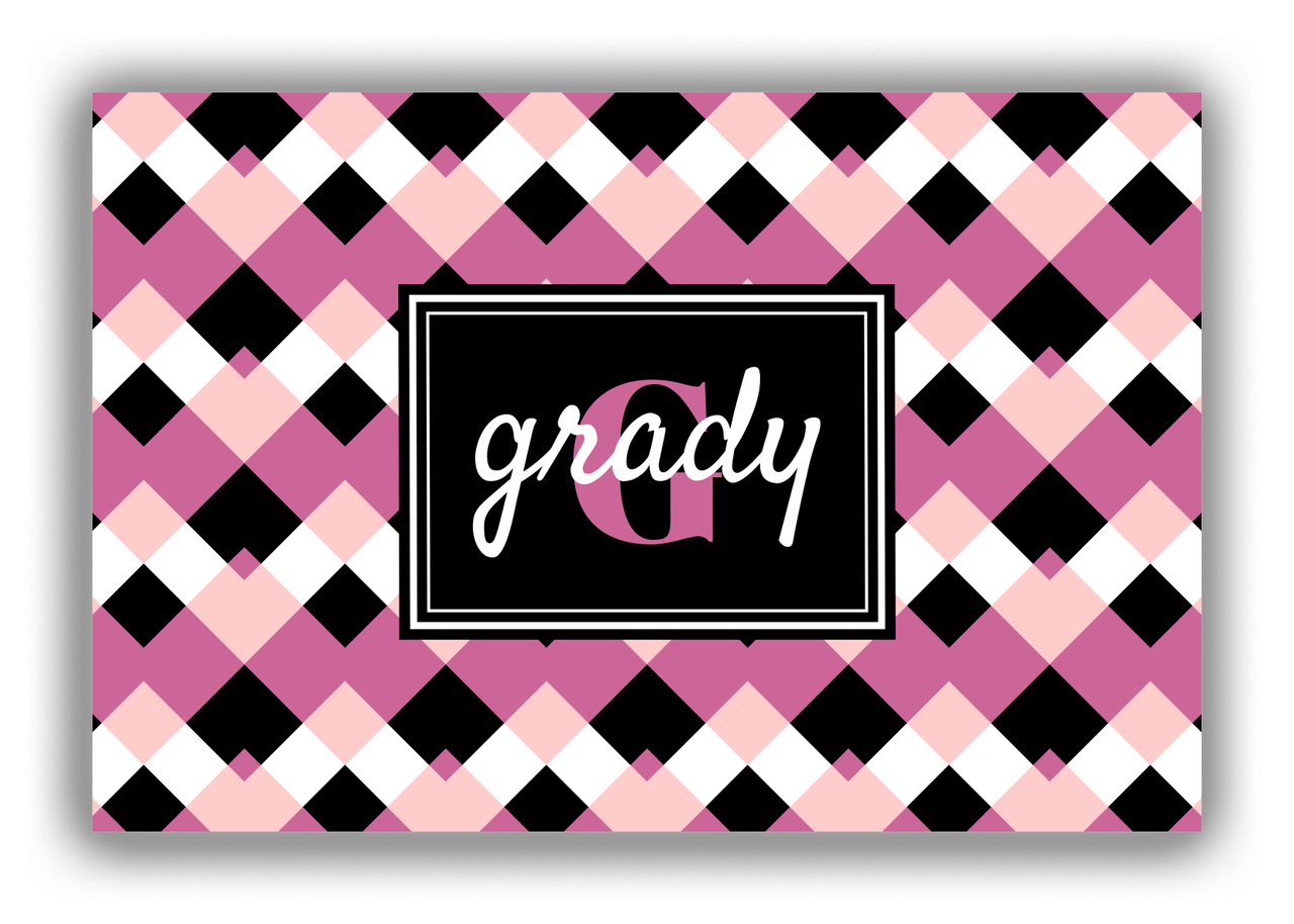 Personalized Chevron Canvas Wrap & Photo Print III - Pink with Rectangle Nameplate - Front View