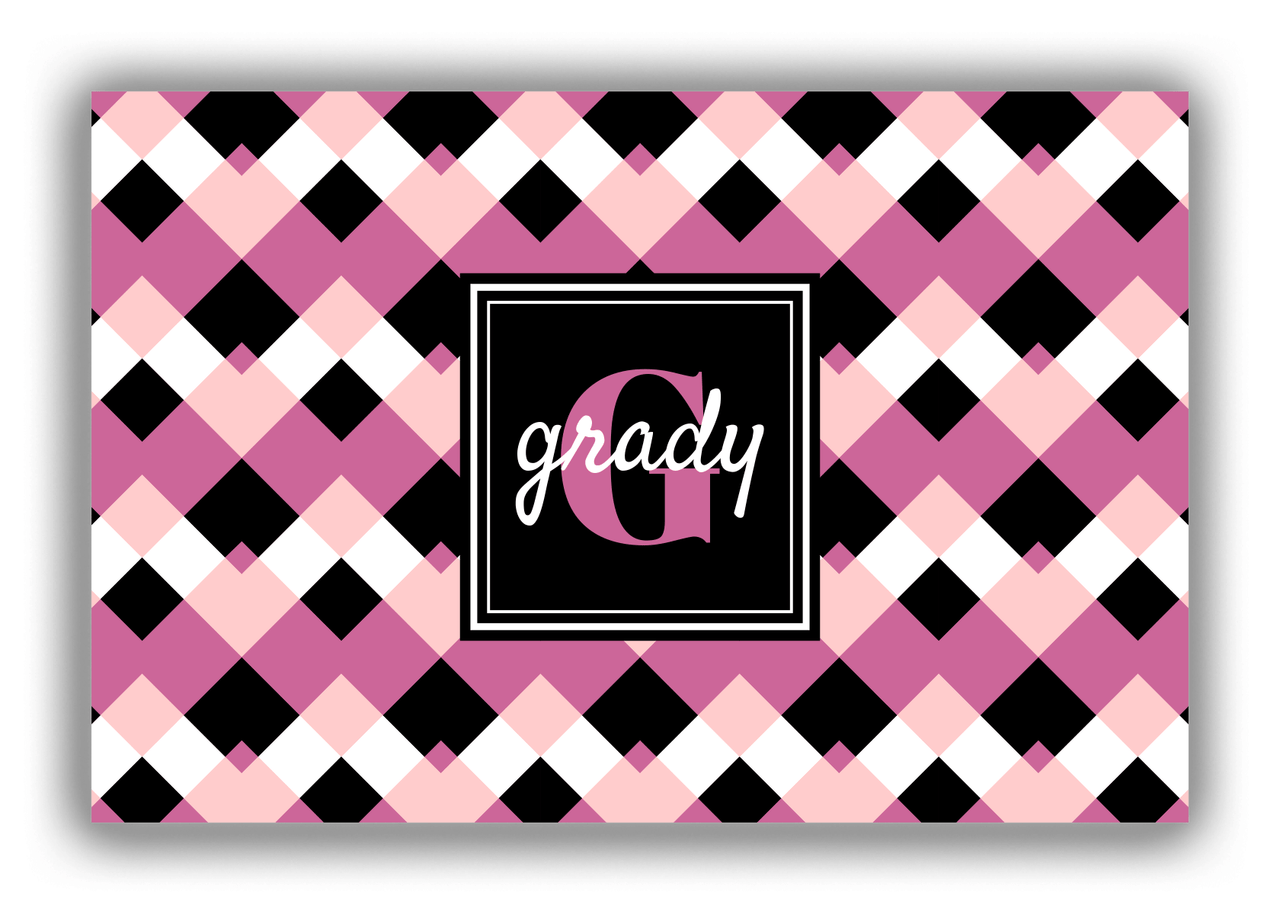 Personalized Chevron Canvas Wrap & Photo Print III - Pink with Square Nameplate - Front View