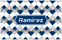 Thumbnail for Personalized Chevron Placemat - Light Grey and White - Navy Decorative Rectangle Frame -  View