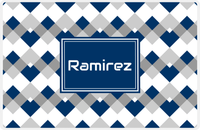 Thumbnail for Personalized Chevron Placemat - Light Grey and White - Navy Rectangle Frame -  View