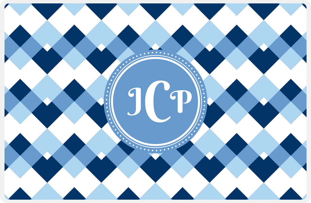 Personalized Chevron Placemat - Navy and Light Blue - Glacier Circle Frame -  View