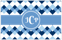 Thumbnail for Personalized Chevron Placemat - Navy and Light Blue - Glacier Circle Frame With Ribbon -  View